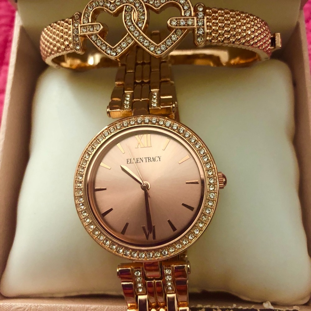 ELLEN TRACY watch & bracelet ROSE GOLD